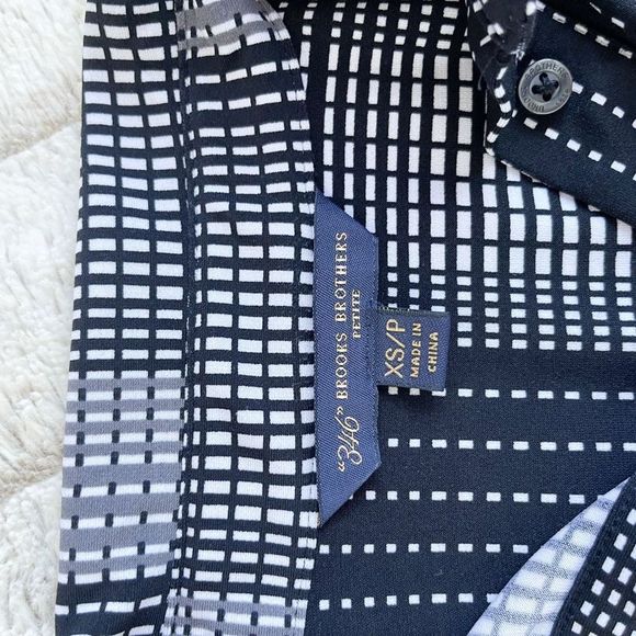 Brooks Brothers XSP Extra Small Petite Black White Grey Contrast Collared Checke - Picture 8 of 9